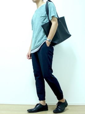 「クラークス」｜「アイテム（アナログ腕時計）」を使った、hiro_wata__さん（メンズ・172cm）の夏コーディネート