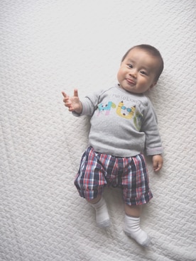 「baby ampersand（ベビーアンパサンド）のアイテム」を使った、shuuuuさん（キッズ・70cm）の春コーディネート