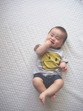 「milimili_kidsのアイテム（Tシャツ/カットソー、グレー系）」を使った、shuuuuさん（キッズ）の春コーディネート