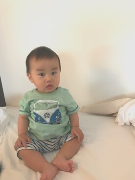 「KP BOY（ケーピーボーイ）のアイテム（パンツ）」を使った、shuuuuさん（キッズ・70cm）の夏コーディネート