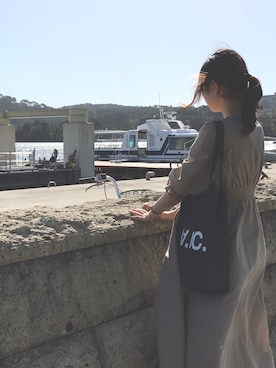 「fifth（フィフス）のウエストギャザーロングワンピース（ワンピース）」を使った、macoさん（レディース・161cm）の秋コーディネート