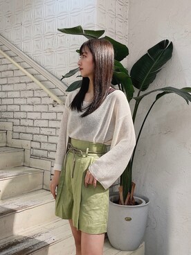 「MERCURYDUO（マーキュリーデュオ）のアイテム（パンツ）」を使った、Suzuhaさん（レディース・163cm）の春コーディネート