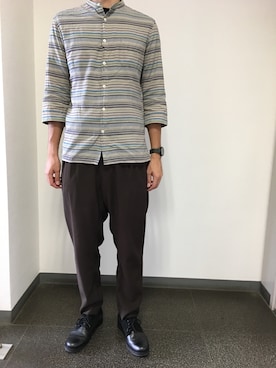 「HERE'S（HERE'S）のアイテム（トップス）」を使った、ふじさん（メンズ・180cm）の秋コーディネート