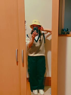 「古着女子」｜「アイテム（シャツワンピース）」を使った、totowear21さん（レディース・152cm）の夏コーディネート