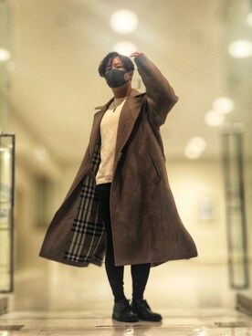 「shiki tokyo（シキトウキョウ）のアイテム（トレンチコート）」を使った、小倉祐樹さん（メンズ・165cm）の秋コーディネート