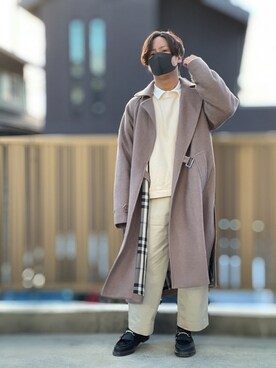 「shiki tokyo（シキトウキョウ）のアイテム（トレンチコート）」を使った、小倉祐樹さん（メンズ・165cm）の秋コーディネート