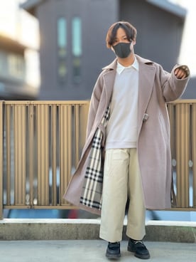 「shiki tokyo（シキトウキョウ）のアイテム（トレンチコート）」を使った、小倉祐樹さん（メンズ・165cm）の冬コーディネート