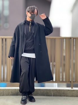 「ZIP FIVE（ジップファイブ）のアイテム（トレンチコート）」を使った、小倉祐樹さん（メンズ・165cm）の冬コーディネート
