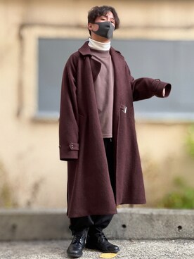 「shiki tokyo（シキトウキョウ）のアイテム（トレンチコート）」を使った、小倉祐樹さん（メンズ・165cm）の冬コーディネート