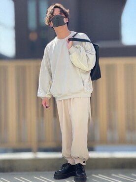 「shiki tokyo（シキトウキョウ）のアイテム（スウェット）」を使った、小倉祐樹さん（メンズ・165cm）の春コーディネート