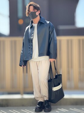 「shiki tokyo（シキトウキョウ）のアイテム（スウェット）」を使った、小倉祐樹さん（メンズ・165cm）の春コーディネート