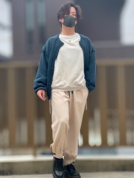 「shiki tokyo（シキトウキョウ）のアイテム（スウェット）」を使った、小倉祐樹さん（メンズ・165cm）の春コーディネート
