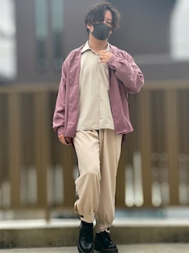 ピンク系のアイテムを使った 低身長コーデ のメンズ人気ファッションコーディネート Wear
