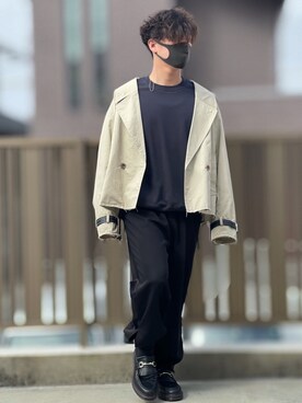 「shiki tokyo（シキトウキョウ）のアイテム（ブルゾン）」を使った、小倉祐樹さん（メンズ・165cm）の春コーディネート