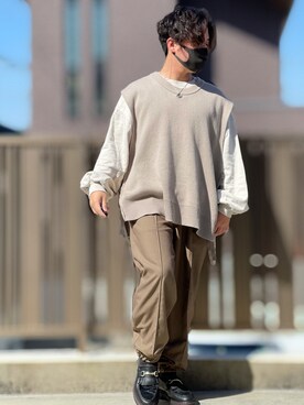 「shiki tokyo（シキトウキョウ）のアイテム（スウェット）」を使った、小倉祐樹さん（メンズ・165cm）の春コーディネート