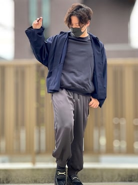 「DOOPZ（ドープス）のカフスイージーパンツ(セットアップ可)（その他パンツ）」を使った、小倉祐樹さん（メンズ・165cm）の春コーディネート
