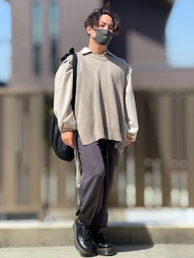 「DOOPZ（ドープス）のカフスイージーパンツ(セットアップ可)（その他パンツ）」を使った、小倉祐樹さん（メンズ・165cm）の春コーディネート