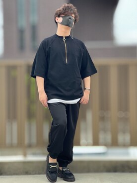 「DOOPZ（ドープス）のカフスイージーパンツ(セットアップ可)（その他パンツ）」を使った、小倉祐樹さん（メンズ・165cm）の春コーディネート
