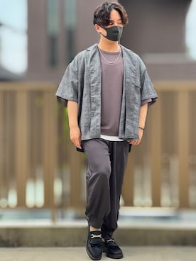 「DOOPZ（ドープス）のカフスイージーパンツ(セットアップ可)（その他パンツ）」を使った、小倉祐樹さん（メンズ・165cm）の春コーディネート