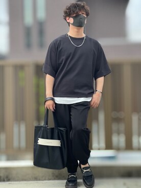 「DOOPZ（ドープス）のカフスイージーパンツ(セットアップ可)（その他パンツ）」を使った、小倉祐樹さん（メンズ・165cm）の春コーディネート