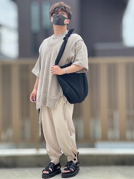 「DOOPZ（ドープス）のカフスイージーパンツ(セットアップ可)（その他パンツ）」を使った、小倉祐樹さん（メンズ・165cm）の春コーディネート