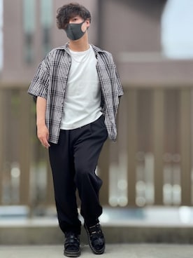 「DOOPZ（ドープス）のカフスイージーパンツ(セットアップ可)（その他パンツ）」を使った、小倉祐樹さん（メンズ・165cm）の春コーディネート