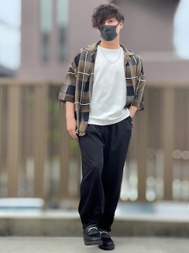 「DOOPZ（ドープス）のカフスイージーパンツ(セットアップ可)（その他パンツ）」を使った、小倉祐樹さん（メンズ・165cm）の春コーディネート