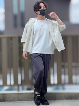 「DOOPZ（ドープス）のカフスイージーパンツ(セットアップ可)（その他パンツ）」を使った、小倉祐樹さん（メンズ・165cm）の夏コーディネート