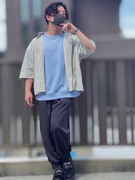 「DOOPZ（ドープス）のカフスイージーパンツ(セットアップ可)（その他パンツ）」を使った、小倉祐樹さん（メンズ・165cm）の夏コーディネート