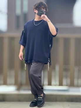 「DOOPZ（ドープス）のカフスイージーパンツ(セットアップ可)（その他パンツ）」を使った、小倉祐樹さん（メンズ・165cm）の夏コーディネート