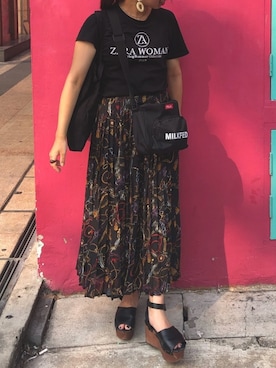 「ミカヅキモモコ（ミカヅキモモコ）のアイテム（アクセサリー）」を使った、Kaoriさん（レディース・158cm）の春コーディネート