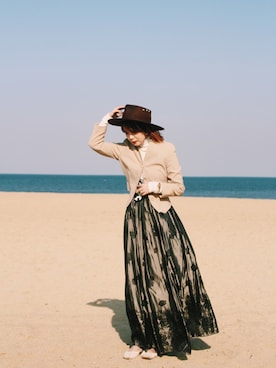 「VINTAGE（ヴィンテージ）のアイテム（ドレス）」を使った、ｶﾅｴさん（レディース・163cm）の春コーディネート