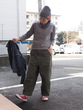「OMNIGOD（オムニゴッド）のアイテム（デニムジャケット）」を使った、clever elephantさん（レディース・153cm）の冬コーディネート