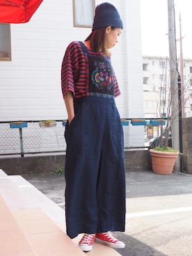 「ボヘミアンズ」｜「アイテム（サロペット/オーバーオール）」を使った、clever elephantさん（レディース・153cm）の春コーディネート
