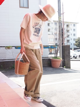 「Hands of creation（ハンズオブクリエイション）のアイテム（パンツ）」を使った、clever elephantさん（レディース・153cm）の春コーディネート