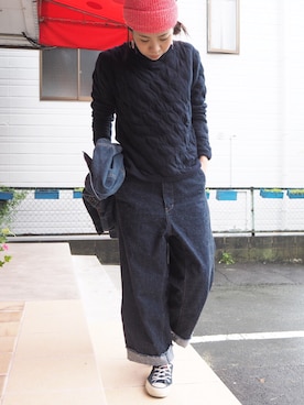 「OMNIGOD（オムニゴッド）のアイテム（スウェット）」を使った、clever elephantさん（レディース・153cm）の秋コーディネート