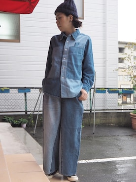 「リメイクデニム」｜「アイテム（シャツ/ブラウス）」を使った、clever elephantさん（レディース・153cm）の秋コーディネート