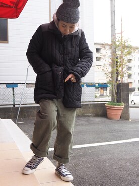 「キルトジャケット」｜「アイテム（ナイロンジャケット）」を使った、clever elephantさん（レディース・153cm）の冬コーディネート