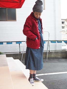「OMNIGOD（オムニゴッド）のアイテム（シャツワンピース）」を使った、clever elephantさん（レディース・153cm）の冬コーディネート