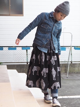 「OMNIGOD（オムニゴッド）のアイテム（デニムジャケット）」を使った、clever elephantさん（レディース・153cm）の冬コーディネート