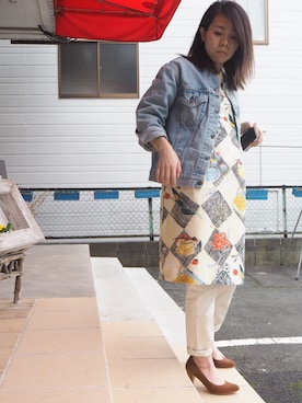 「リメイクデニム」｜「アイテム（ワンピース/ドレス）」を使った、clever elephantさん（レディース・153cm）の春コーディネート