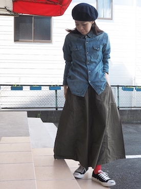 「ジャックパーセル」｜「アイテム（ハンチング/ベレー帽）」を使った、clever elephantさん（レディース・153cm）の春コーディネート