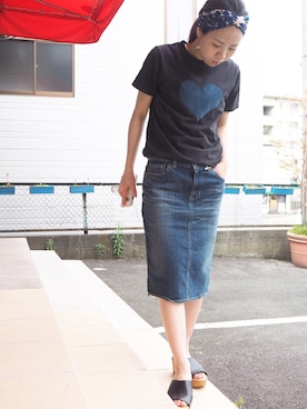 「DEEP BLUE（ディープブルー）のアイテム（スカート）」を使った、clever elephantさん（レディース・153cm）の夏コーディネート