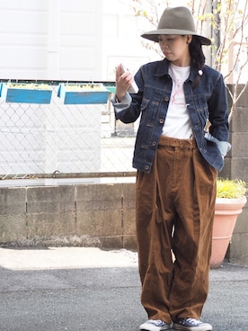 「OMNIGOD（オムニゴッド）のアイテム（デニムジャケット）」を使った、clever elephantさん（レディース・153cm）の夏コーディネート