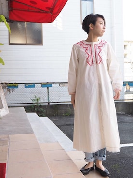 「リメイクデニム」｜「アイテム（ワンピース/ドレス）」を使った、clever elephantさん（レディース・153cm）の冬コーディネート