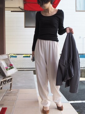 「ラフスタイル」｜「アイテム（ノーカラージャケット）」を使った、clever elephantさん（レディース・153cm）の春コーディネート