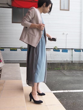 「So 1:1（ソウワンバイワン）のアイテム（ノーカラージャケット）」を使った、clever elephantさん（レディース・153cm）の春コーディネート