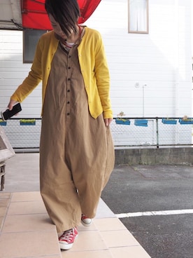 「アイテム（つなぎ/オールインワン、ベージュ系）」を使った、clever elephantさん（レディース・153cm）の春コーディネート