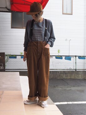 「コーデュロイキャップ」｜clever elephantさん（レディース・153cm）の秋コーディネート