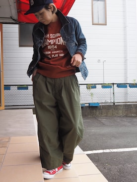 「OMNIGOD（オムニゴッド）のアイテム（ジャケット/アウター）」を使った、clever elephantさん（レディース・153cm）の秋コーディネート